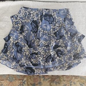 Ralph Lauren Blue Floral Maxi Skirt with Ruffle Tiers